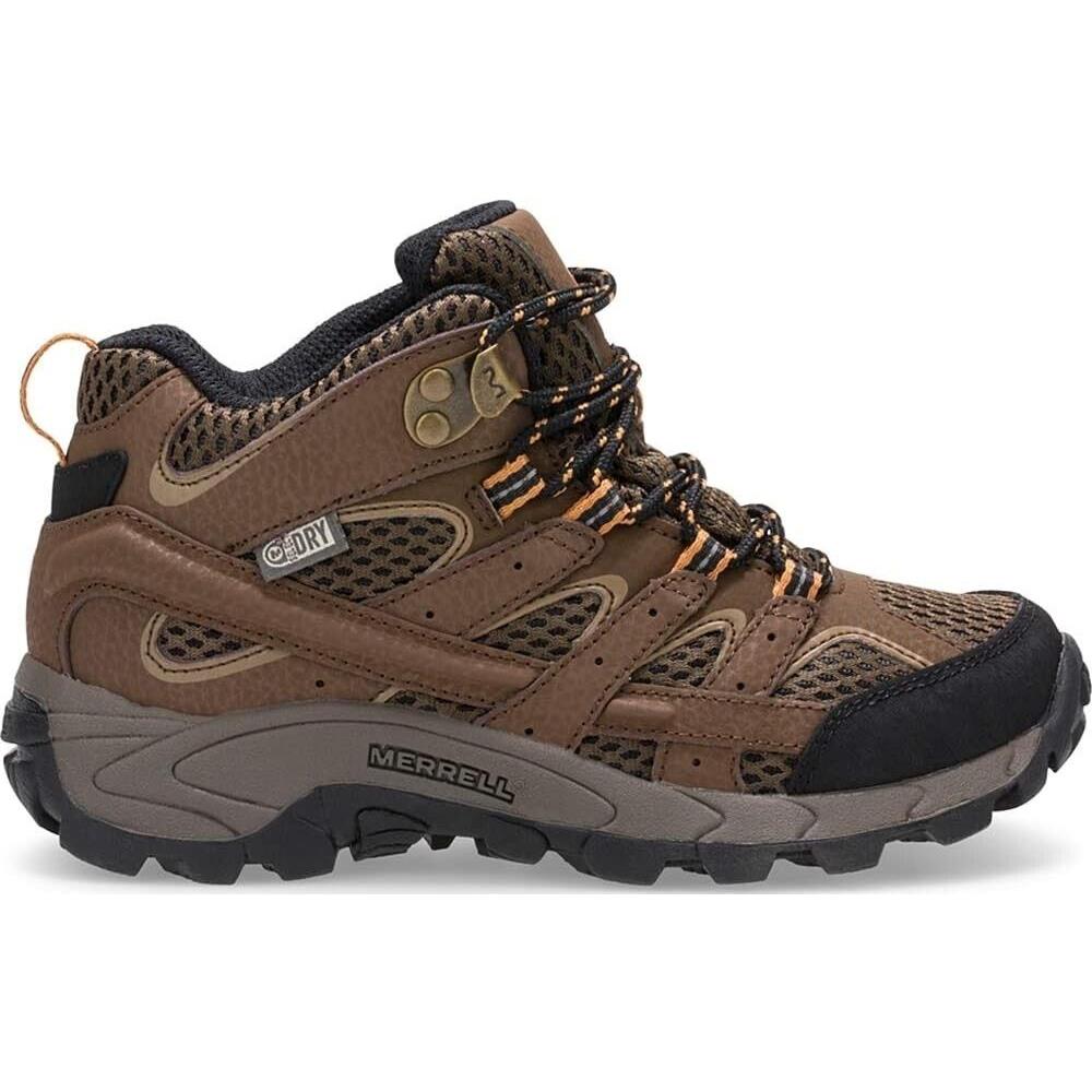 Merrell Kid`s Size 6 Wide Moab 2 Mid Waterproof Hiking Boot in Earth