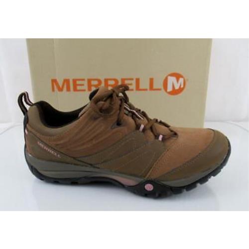 Women`s Merrell Azura Jaunt Hiking Lace Up Sneaker Otter Brown Leather Size 9.5