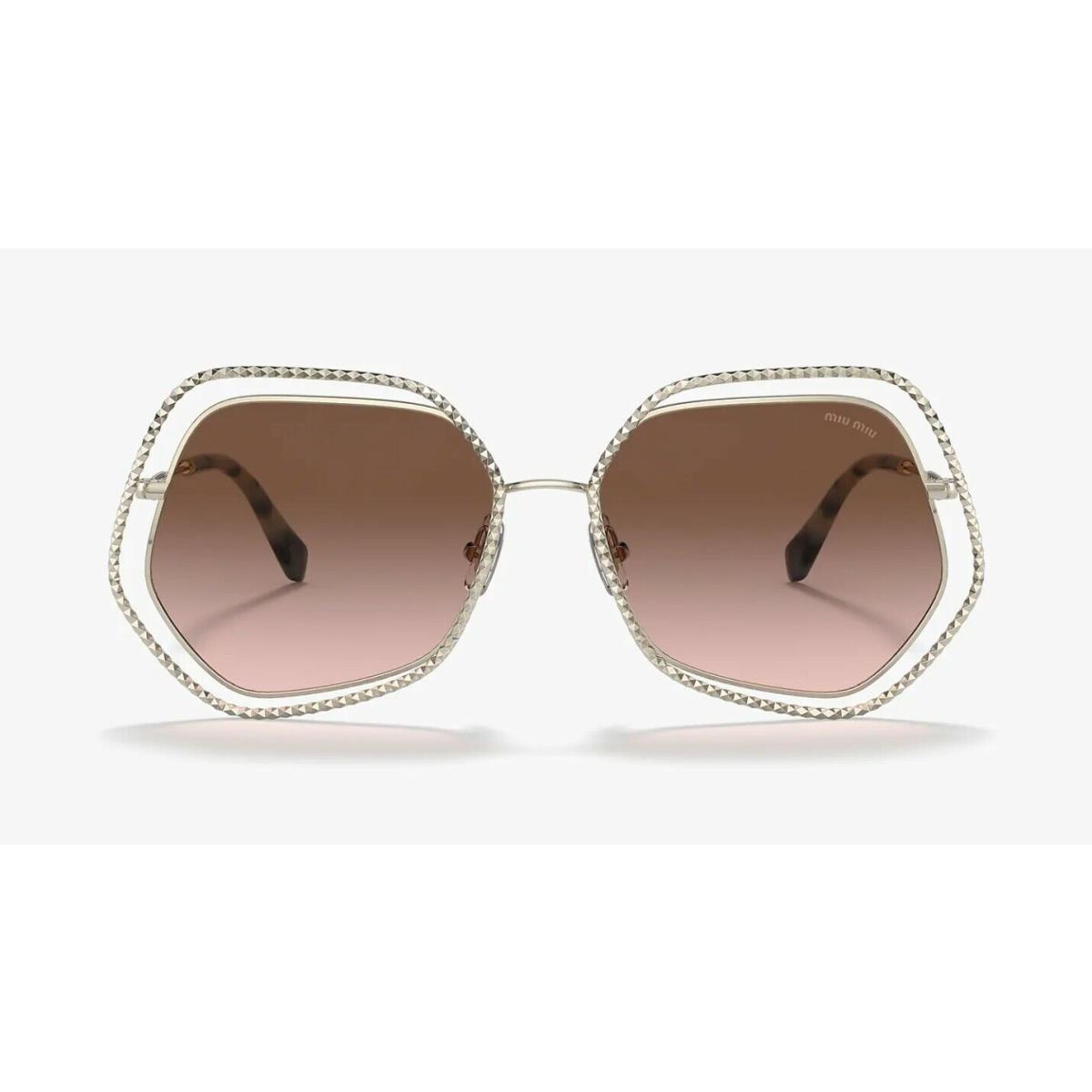 Miu Miu LA Mondaine Smu 58V Pale Gold/brown Shaded ZVN-0A6 Sunglasses