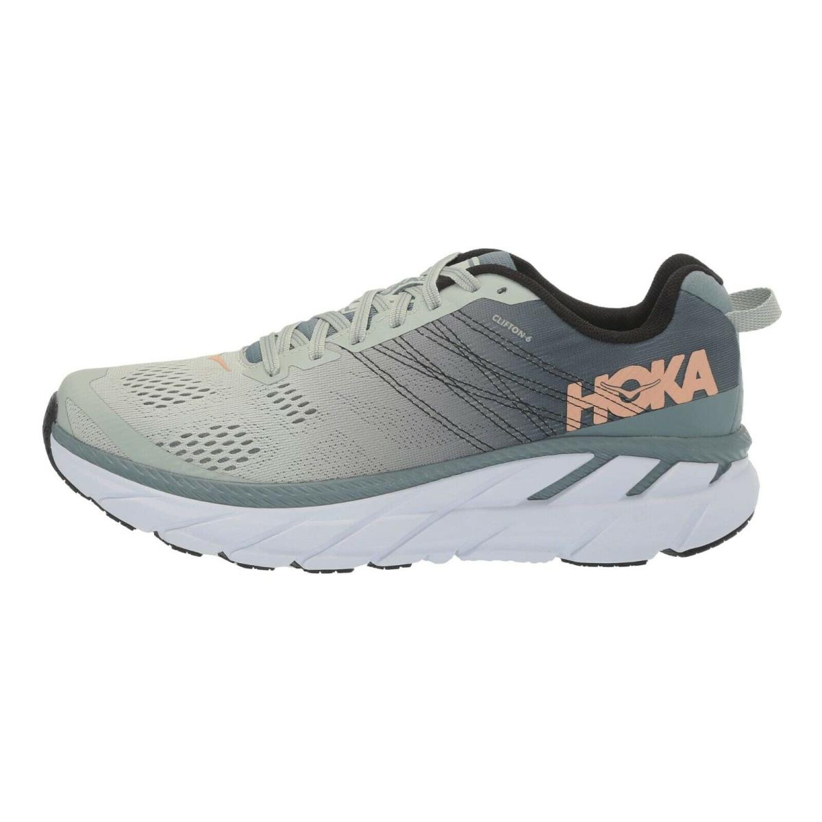 Hoka One One Clifton 6 Women Lightweight Lace-up Sneakers Gray Sea Foam Size 9.5