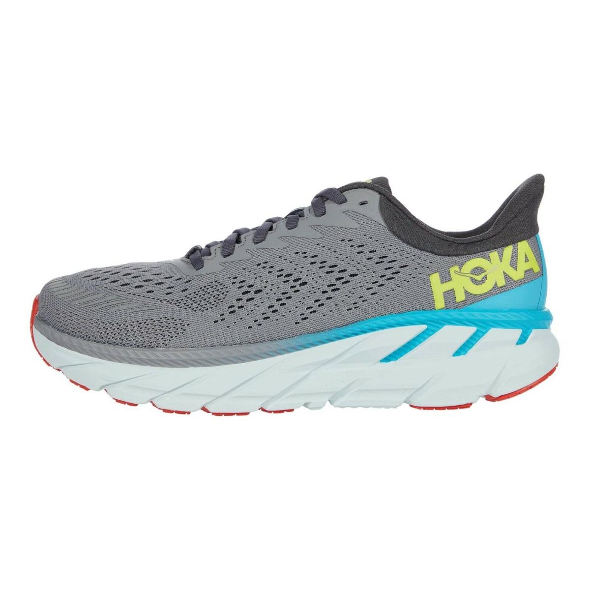 Hoka One One Clifton 7 Men`s Road Running Gray Multi Mesh Sneakers US Size 12.5