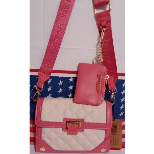 Steve Madden Btoni Canvas Crossbody Tote with Coin Purse. Raspberry/multi