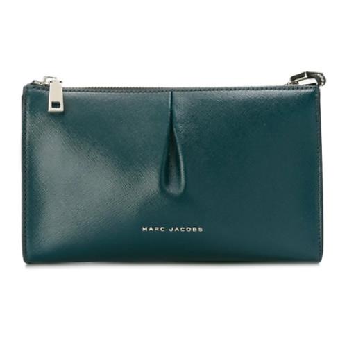 Marc Jacobs Crossbody Small Clutch Green Gray Leather Pleated Two Tone