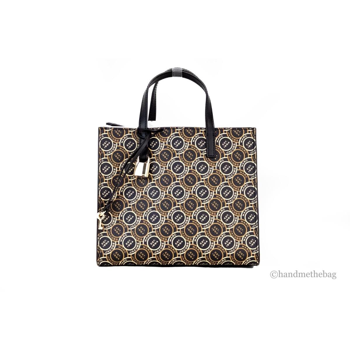 Marc Jacobs Mini Grind Signet Printed Leather Crossbody Tote Handbag Purse