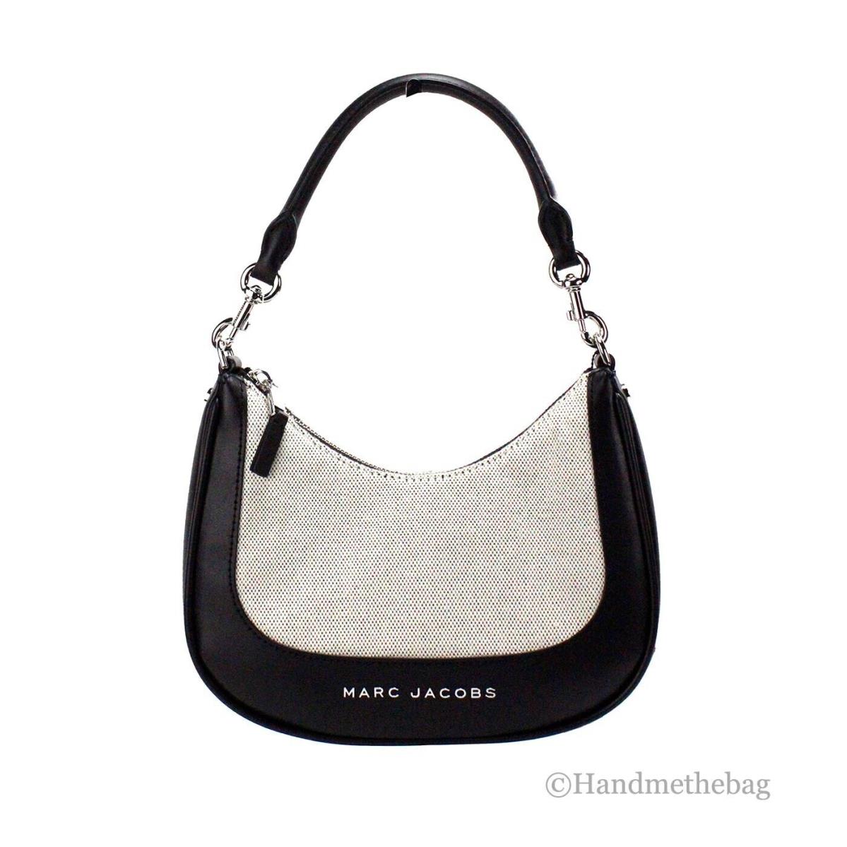 Marc Jacobs Natural Black Canvas Leather Hobo Shoulder Handbag Purse