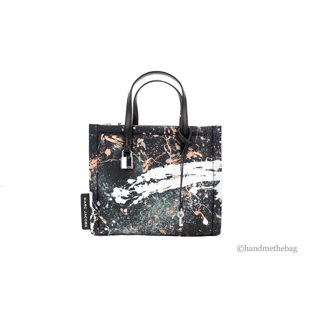 Marc Jacobs Mini Black Multi Splatter Paint Print Nylon Crossbody Tote Handbag