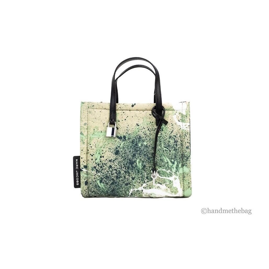 Marc Jacobs Mini Green Multi Splatter Paint Print Nylon Crossbody Tote Handbag