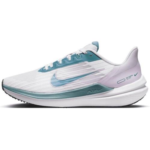 Nike Zoom Winflo 9 DZ4446 100 White/cerulean-doll-black Women`s Size 6.5 - White