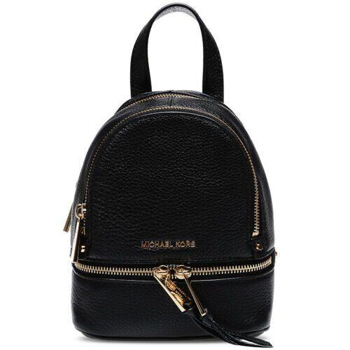 US Stock Michael Kors Rhea Zip Travel Women`s Backpack Medium Black Fashion - Exterior: Black