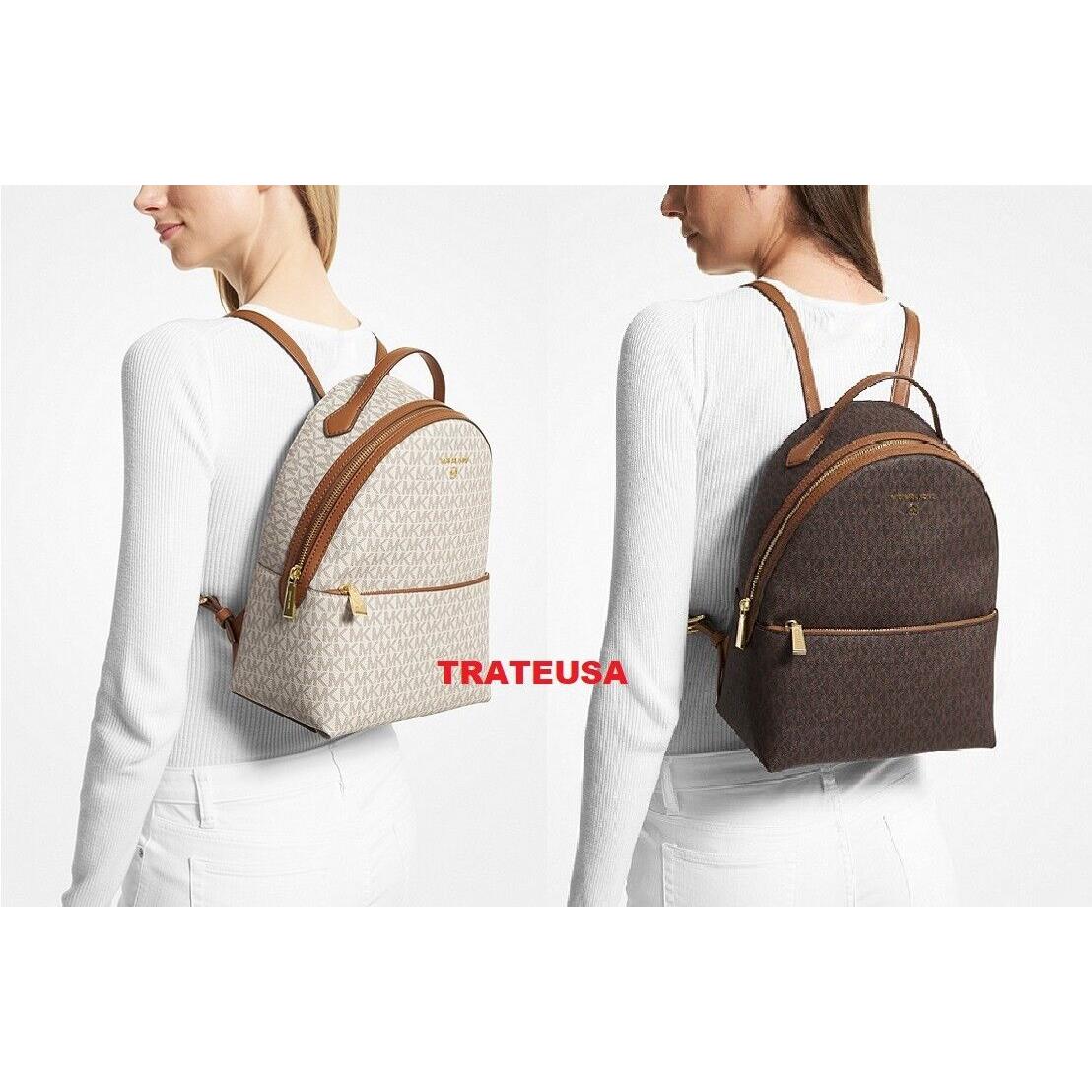 Michael Kors Valerie Medium Logo Backpack Brown or Vanilla Packed