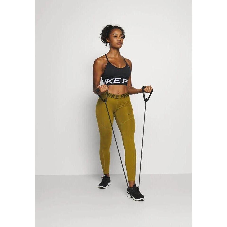 Nike M Women`s Pro Mid Rise Yoga/gym/run Leggings Olive Flak CZ6497-368