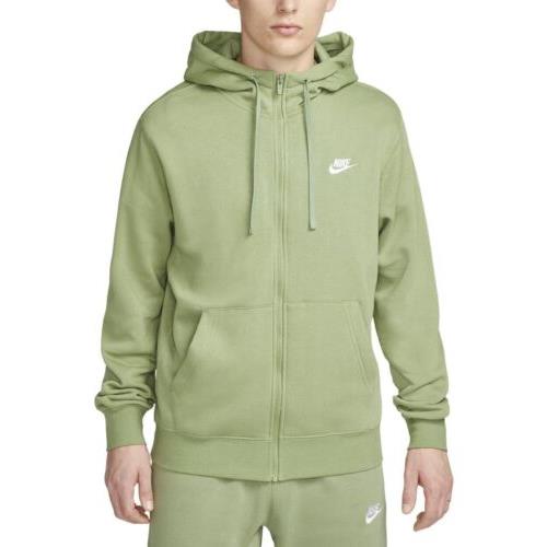 Sz SM - Nike Men`s Sportswear Club Fleece Full-zip Hoodie Oil Green BV2645-386