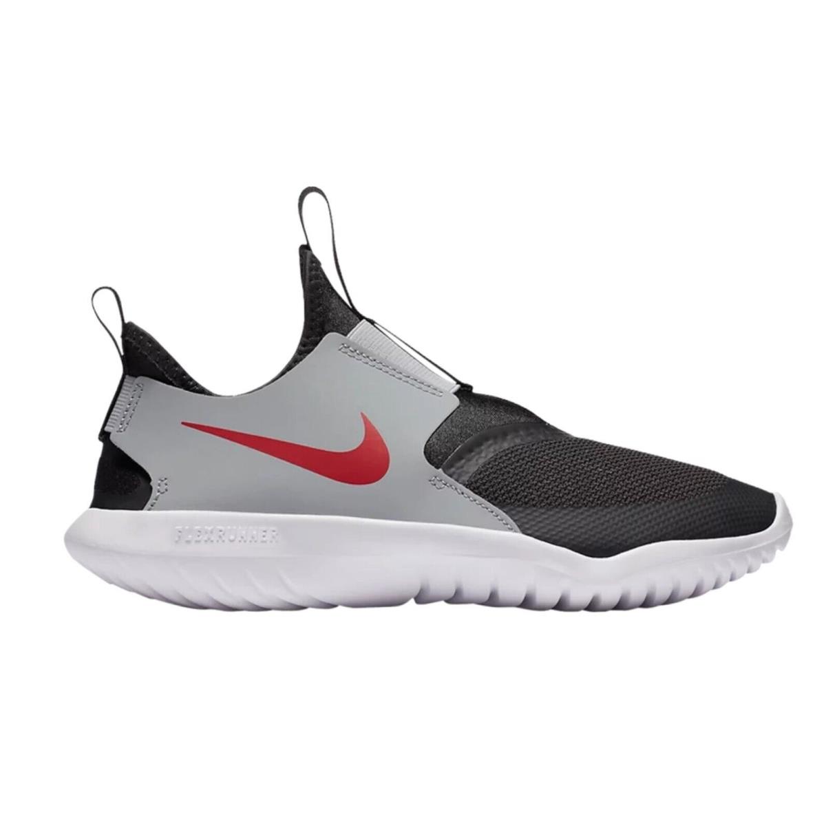 Nike Flex Runner GS Big Kids Size 6.5 - AT4662-013 Dark Smoke Grey Red Shoes