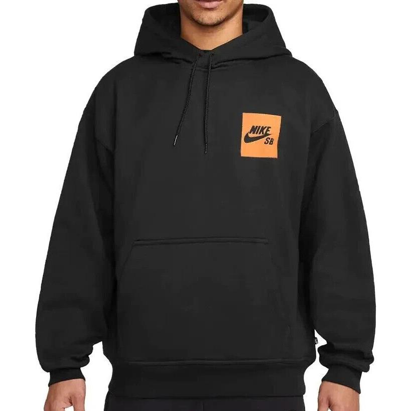 Nike SB Men`s Brushed Fleece Spray Paint Logo PO Hoodie Black Size L FQ2194-010