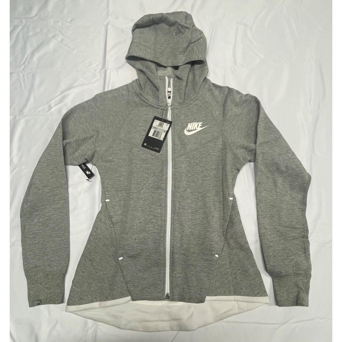 Nike Womens Tech Fleece Full Zip Hoodie Grey Heather/white 930759-063-Size X-sma