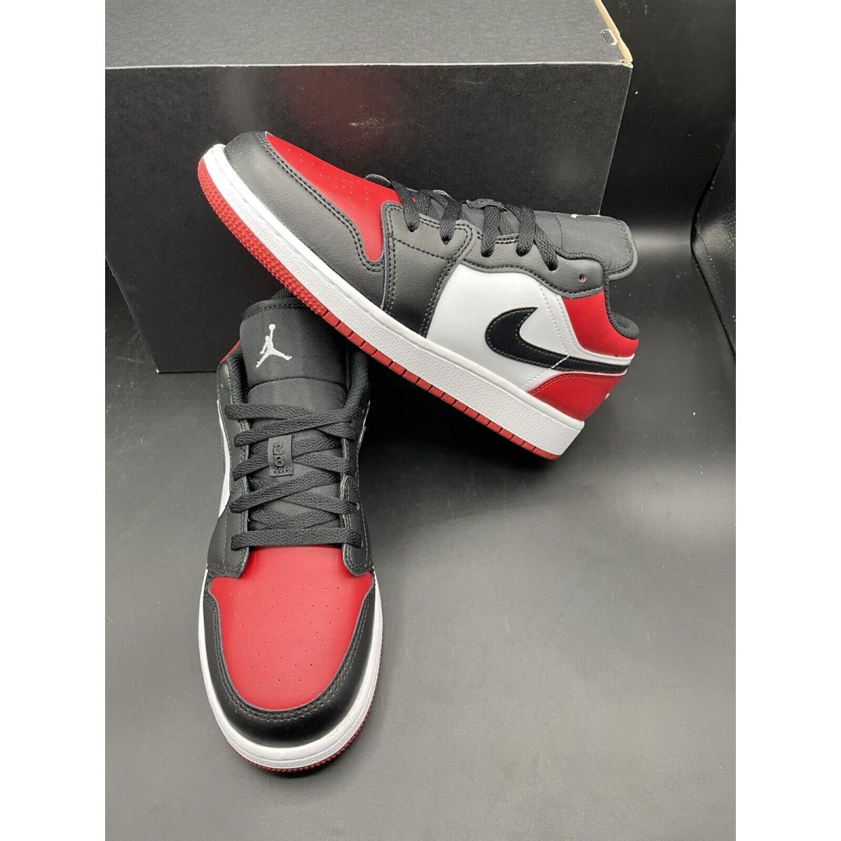 Size 6.5Y Nike Air Jordan 1 Low Bred Toe 2021 GS Red Black White 553560-612