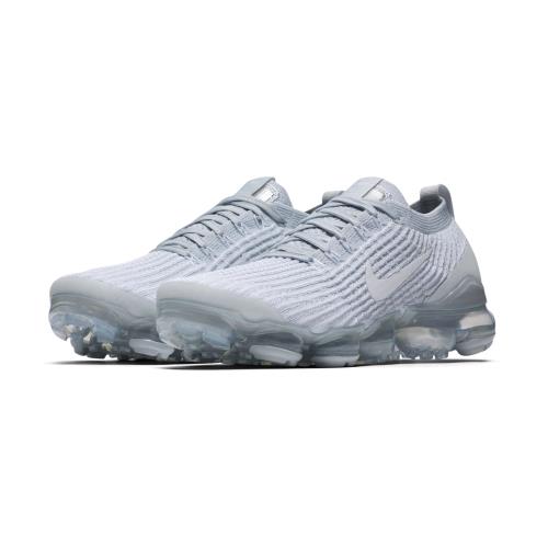 Kid`s Nike BQ5238 101 Air Vapormax Flyknit 3 GS Athletic Sneakers Size: 4y - White Metallic Silver