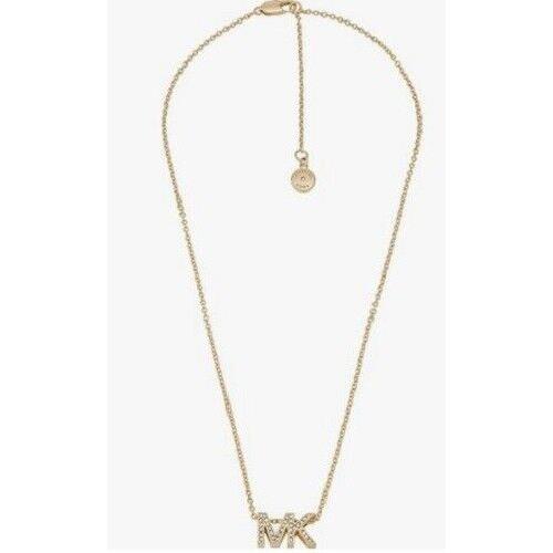 Michael Kors MK Logo Crystal Pendant Gold-tone Necklace with MKJX8024710