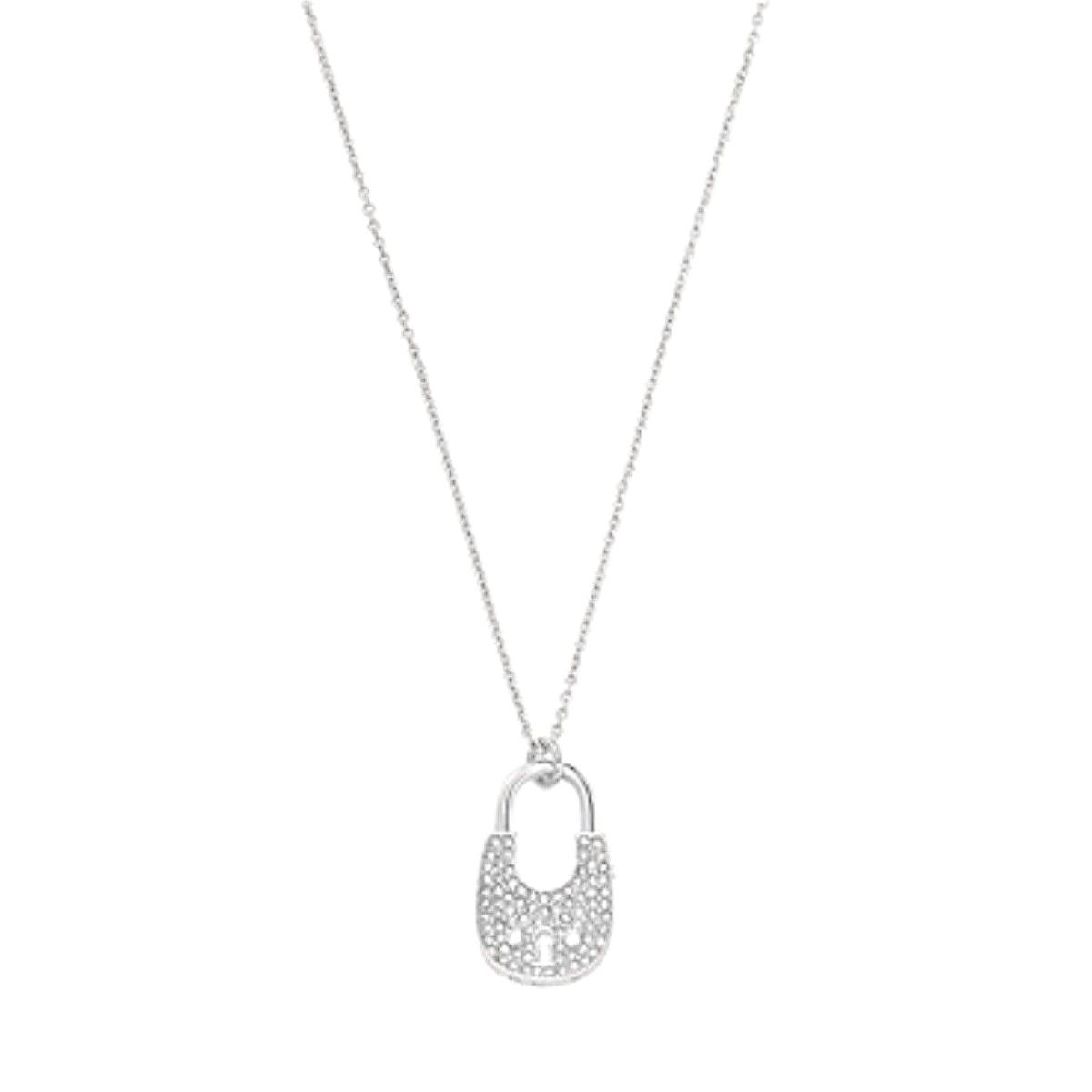 Michael Kors Rose Silve-tone Padlock Crystal Heart Pendant Necklace