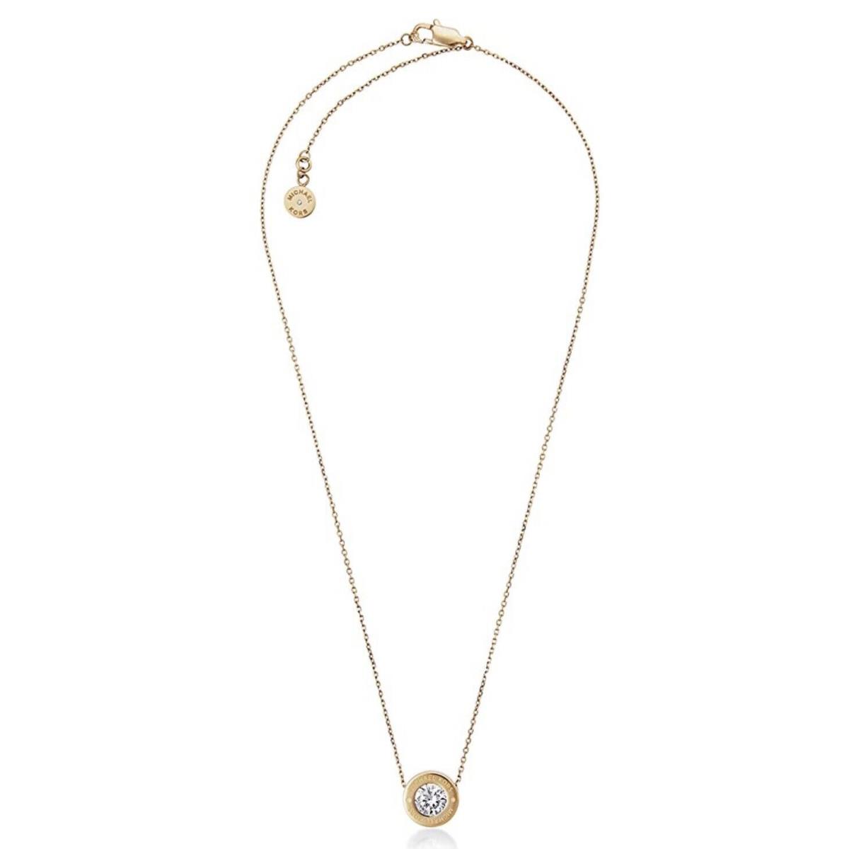 Michael Kors Brilliance Gold-tone CZ Crystal Logo Necklace