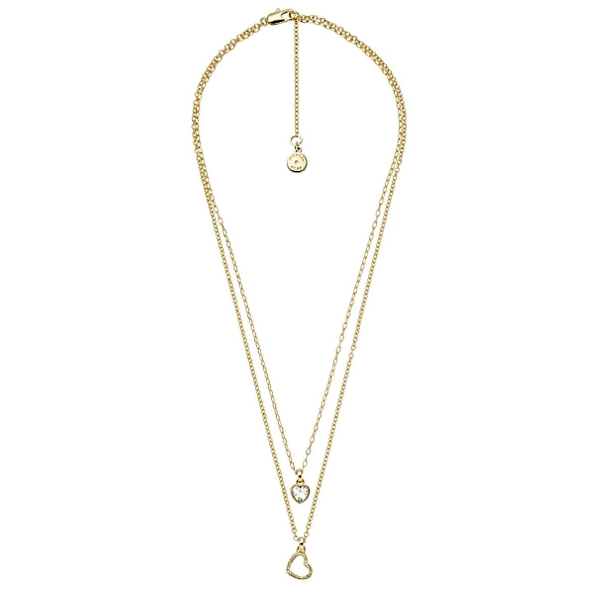 Michael Kors Gold-tone Layered Crystal Heart Pendant Necklace