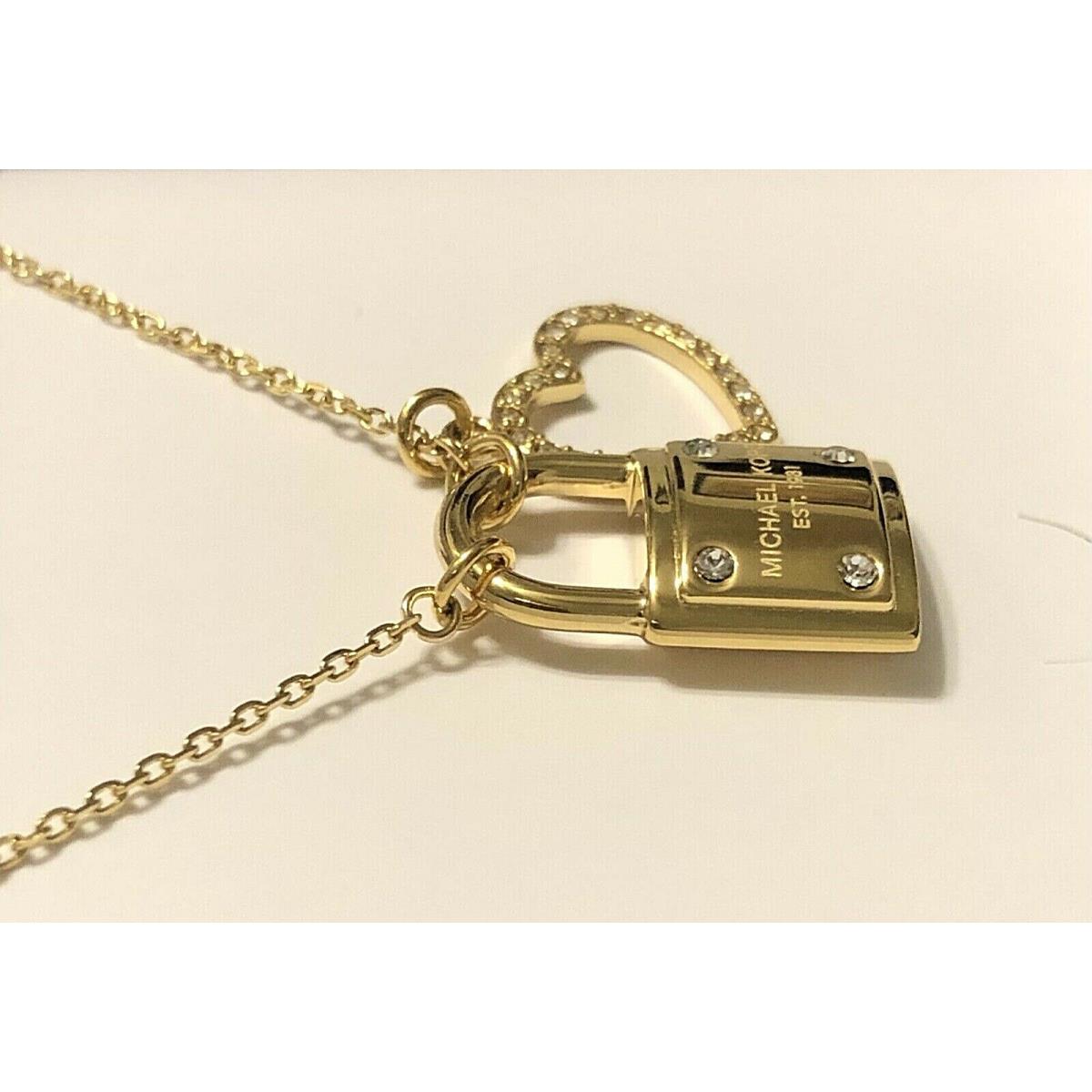 Michael Kors Gold-tone Padlock and Crystal Heart Pendant Necklace
