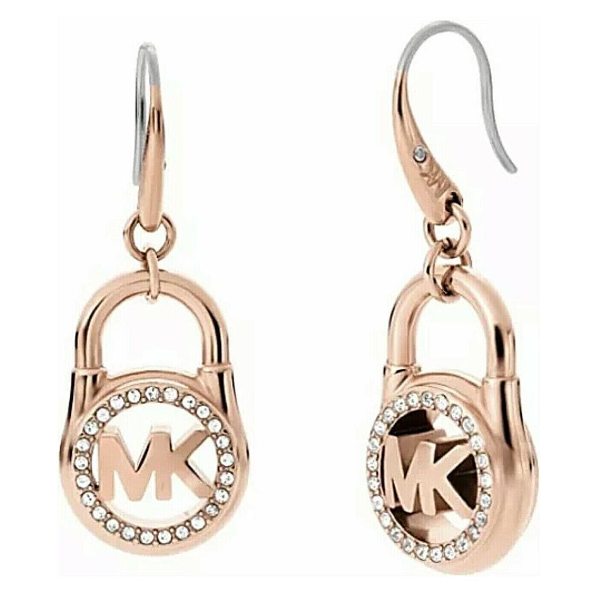 Michael Kors Rose Gold-tone Stainless Steel Padlock Earrings