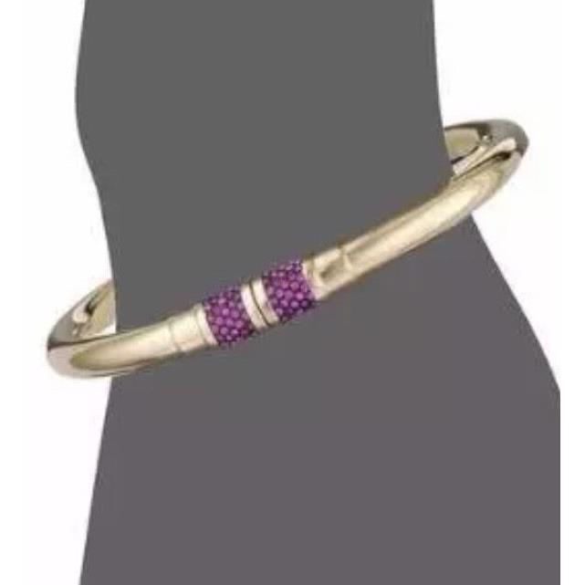 Michael Kors Gold Tone Park Avenue Bangle Fuchsia Crystal Bracelet MKJ50917