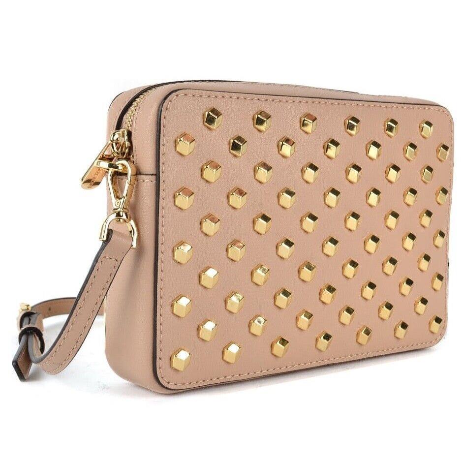 Michael Kors Pouches Studded Leather Crossbody Shoulder Bag Fawn Moto Punk Rock