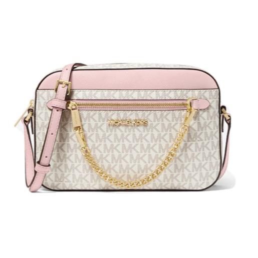 Kors Jet Set Logo Gold Chain LG Coated Canvas Crossbody