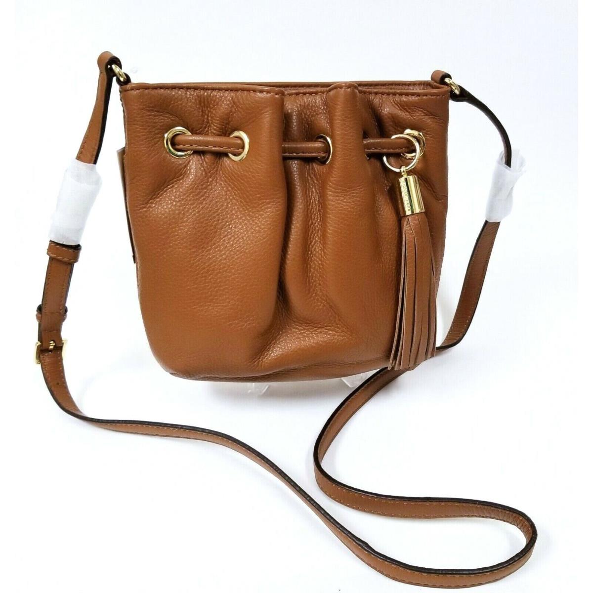 Michael Kors Gold Hardware Luggage Brown Leather Ring Tote Crossbody Handbag