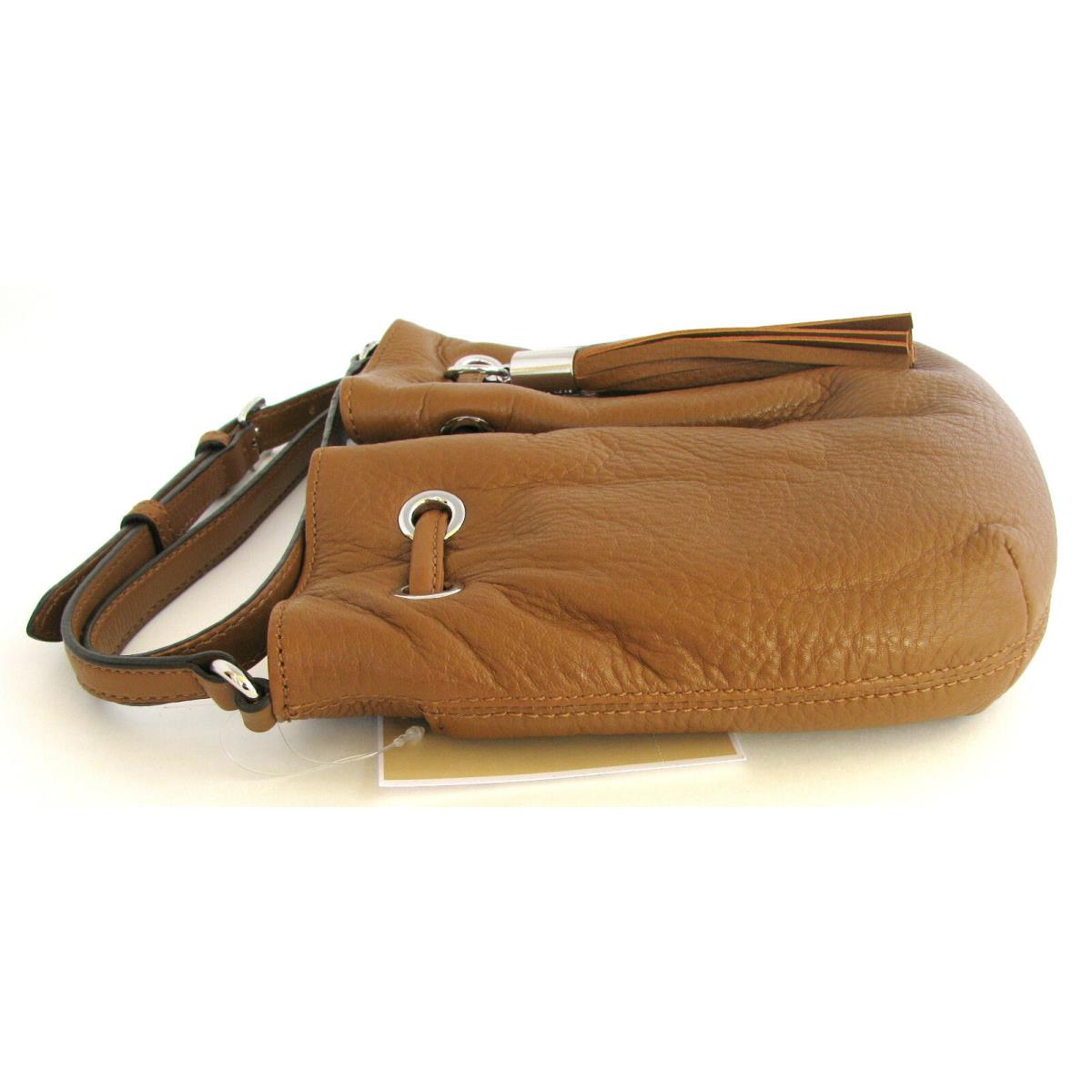 Michael Kors Silver Luggage Brown Leather Ring Tote Crossbody Handbag+tag