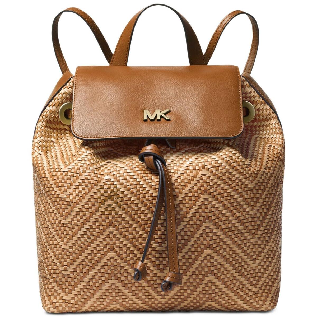 Michael Kors Junie Chevron Leather Flap Backpack Acorn/butternut/gold