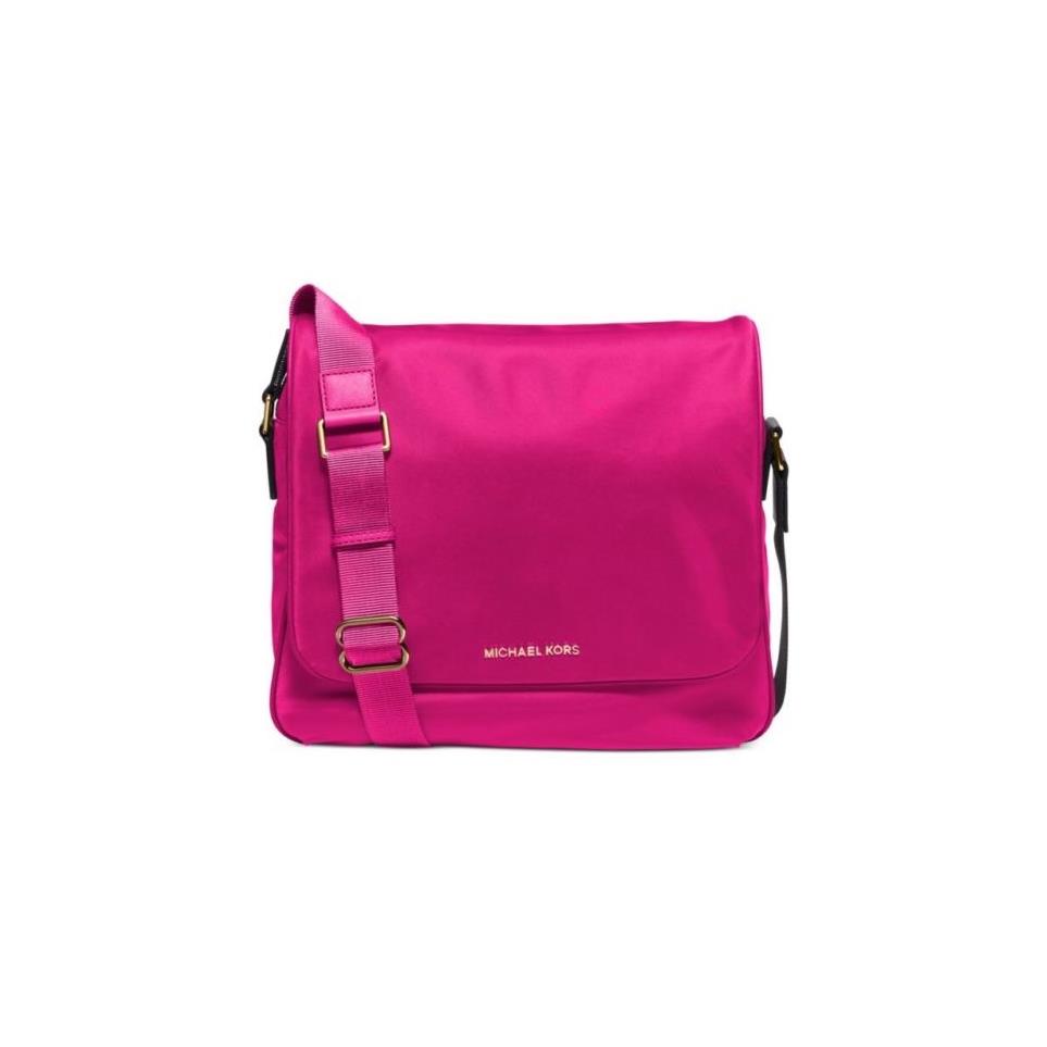 Michael Kors Nylon Large Messenger - Raspberry/gold