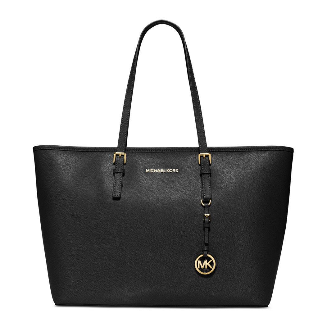 Michael Kors Jet Set Travel Saffiano Leather Carryall Tote Black