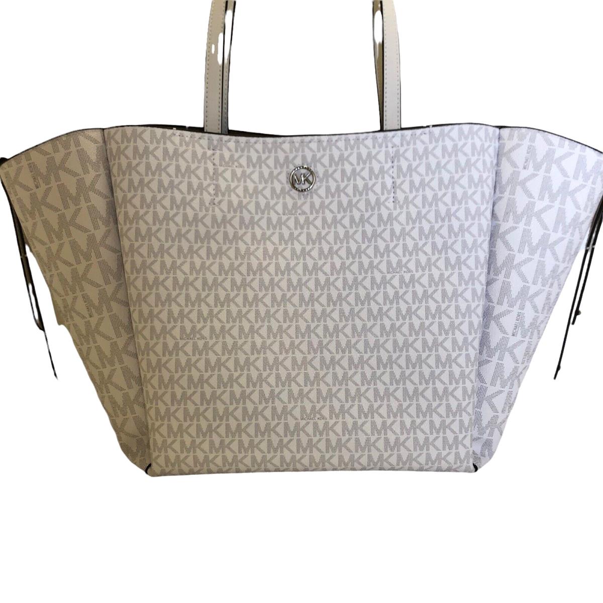 Michael Kors Freya Large Open Signature Tote with Pouch Bright White