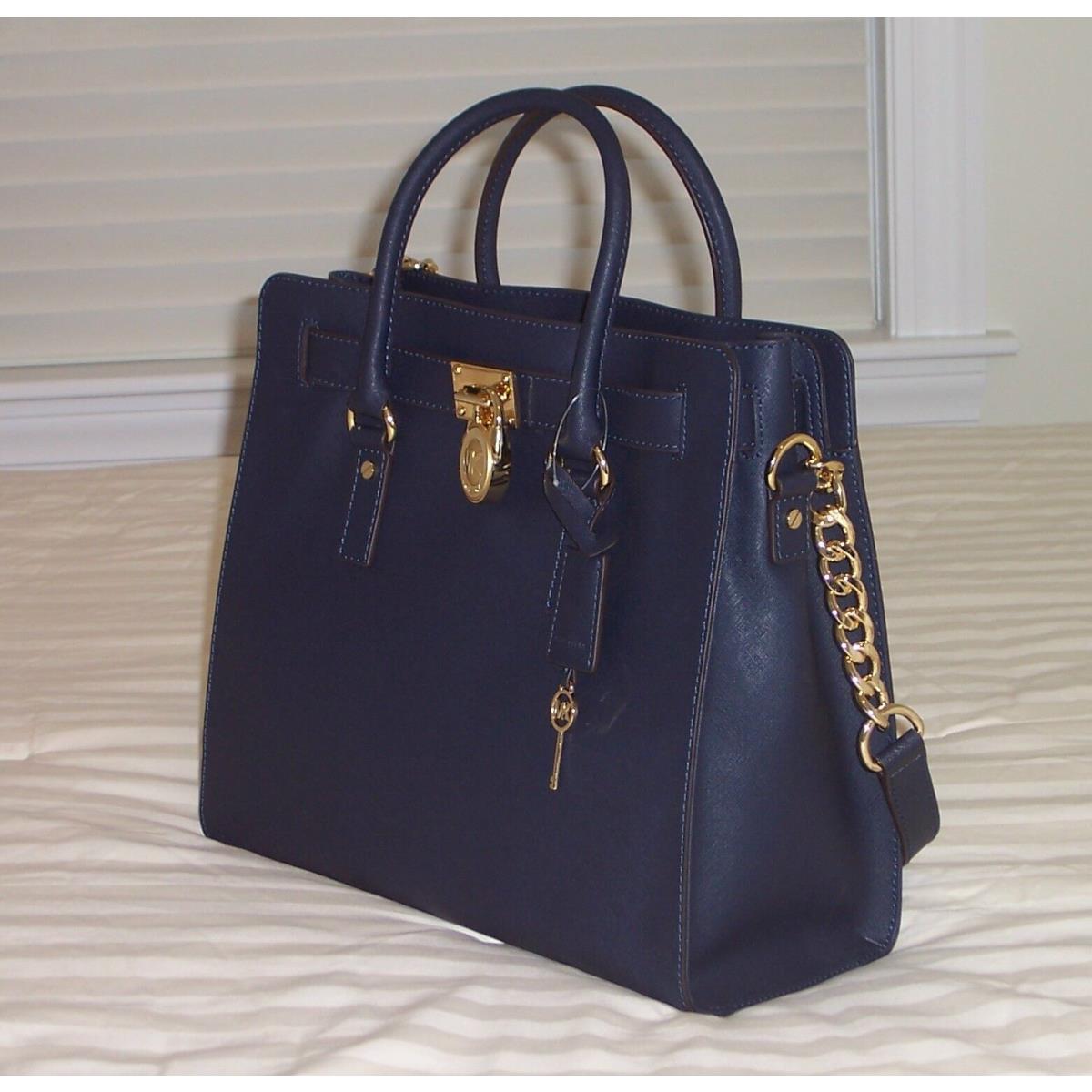 Michael Kors Hamilton Lg Sig NS Tote Saffiano Leather Navy 30S2GHMT3L