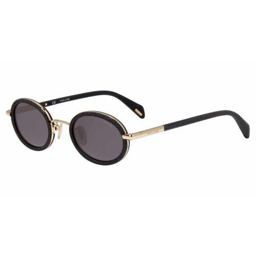 Police Womens Designer Sunglasses Spla 21 0300 Black Gold Sparkle Dark Grey 47mm - Frame: Black, Lens: Gray