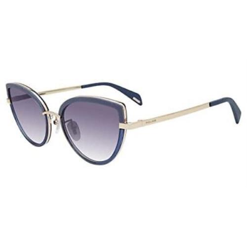 Police Womens Designer Oval Sunglasses Splc 25 08KG in Blue Gold Violet 55 mm