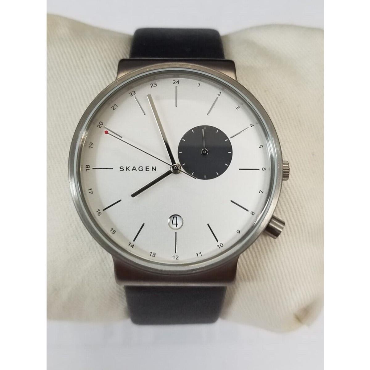 Skagen SKW6319 Ancher White Dial Grey Leather Strap Men`s Watch