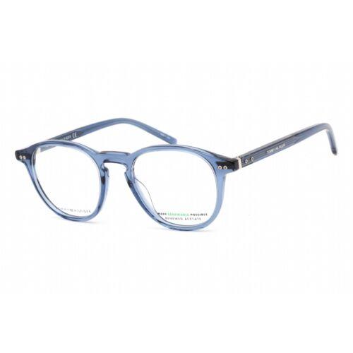 Tommy Hilfiger Men`s Eyeglasses Blue Plastic Rectangular Frame TH 1893 0PJP 00 - Frame: Blue, Lens: