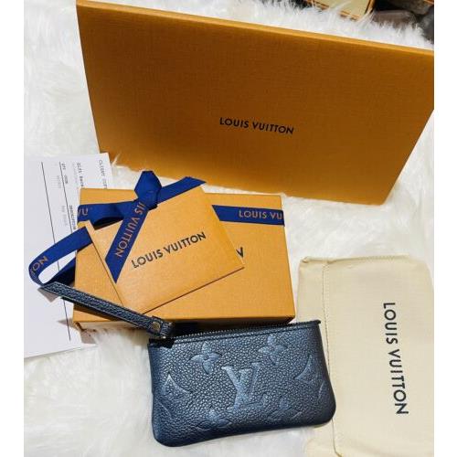 Louis Vuitton Monogram Empreinte Leather Key Pouch Blue Rare Metallic Navy