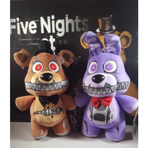 Fnaf Funko 12 Five Nights Set of 2 Nightmare Freddy Bonnie Hot Topic Plush