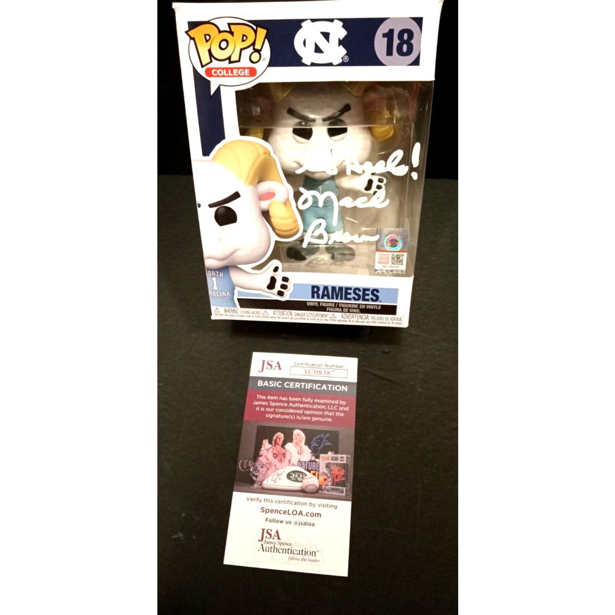 Mack Brown Tar Heels Football Signed Rameses Funko Pop Jsa Coa Unc Carolina