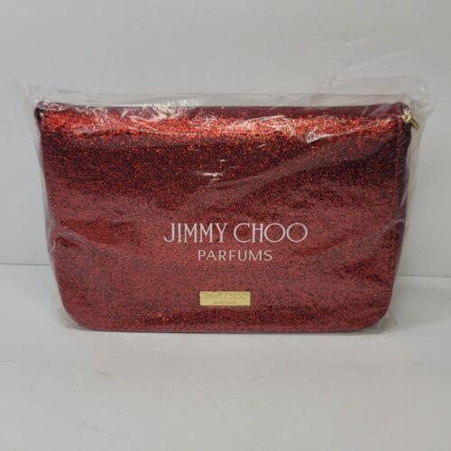 Jimmy Choo Parfums Red Shimmer Glitter Clutch Crossbody Evening Bag Purse