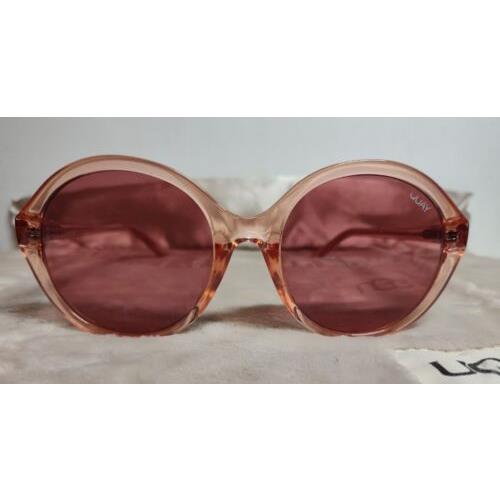 Quay Benefit Tinted Love Sunglasses Champagne/pinkish W/ Pink Clutch