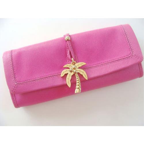 Juicy Couture Over Sized Pink Palm Tree Leni Charm Clutch