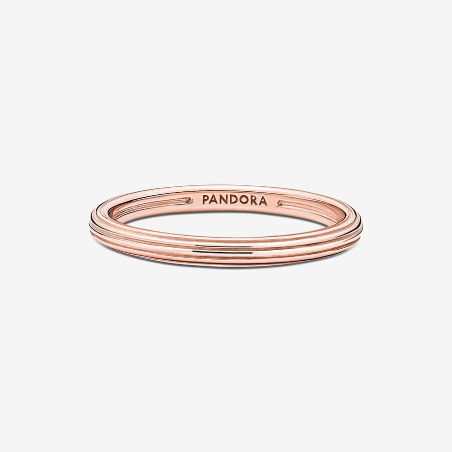 Pandora ME 14k Rose Gold Plated Grooved Lines Ring 189591C00