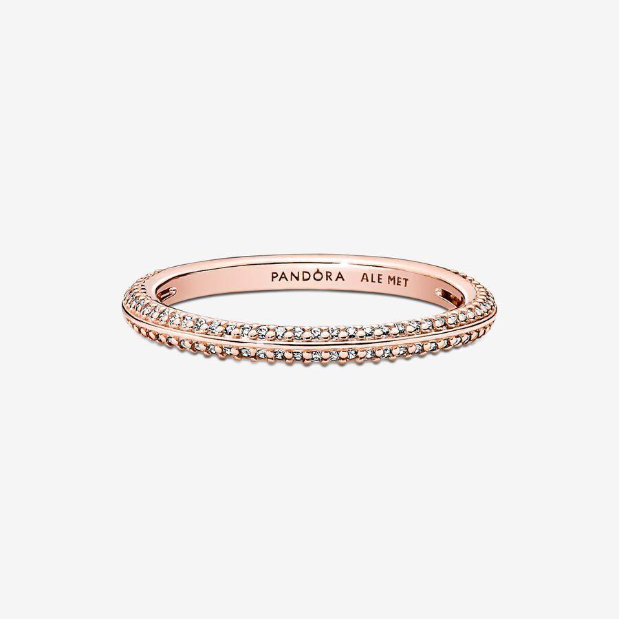 Pandora ME 14k Rose Gold Plated Cubic Zirconia Pav Ring 189679C01