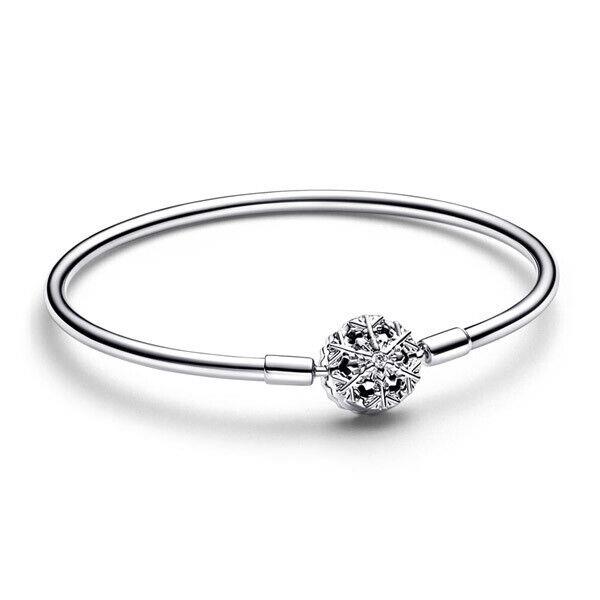 Pandora Sparkling Snowflake Clasp Bangle 592286C01 with Gift Box